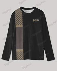 Men's Big & Tall Simple Plaid Patchwork Letter Printing Long Sleeve T-Shirt Trousers Set