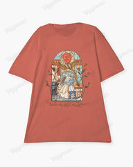 100% Cotton-Prince And Princess Pattern Women Loose Plus Size Short Sleeve T-Shirt
