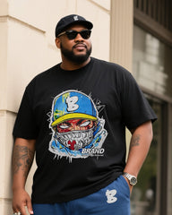 Big Boy Essential Fashion Street Trendy Street Kid Printed Short Sleeve T-Shirt Trousers Suit