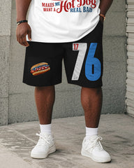 Men's Plus Size Independence Day Hot Dog Letter Print Round Neck Short Sleeve T-Shirt Shorts Suit