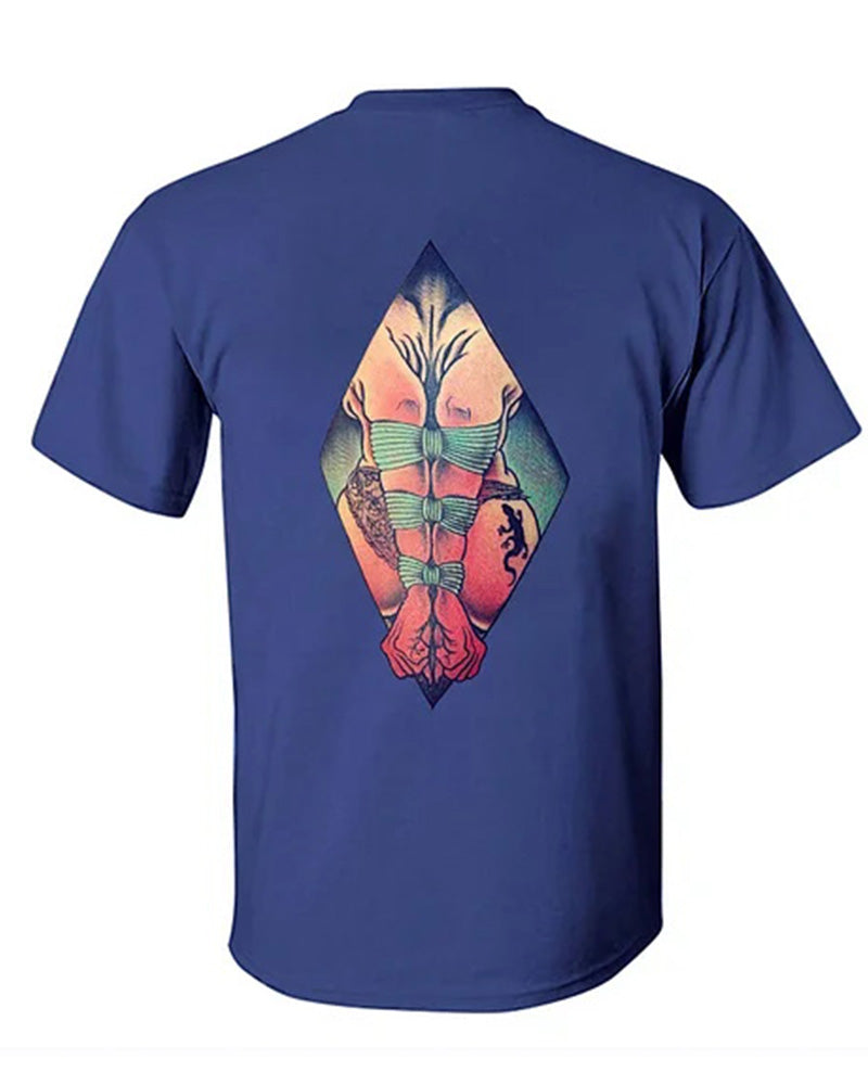 Men's Plus Size Street Fashion Bondage Nude Print Round Neck Short Sleeve T-shirt