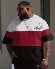 Street Classic Colorblock King Letter Print Big & Tall Men's Set
