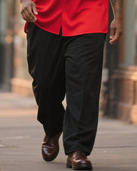 Big & Tall Men's Business Black And Red Gradual King Letter Printing Long Sleeve Shirt Pants Suit