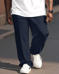 Royal Blue Classic Colorblock Polo Shirt Trousers Suit Men's Plus Size