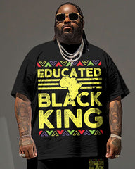 Men's Plus Size Juneteenth Black History Month King Print T-Shirt Shorts Suit