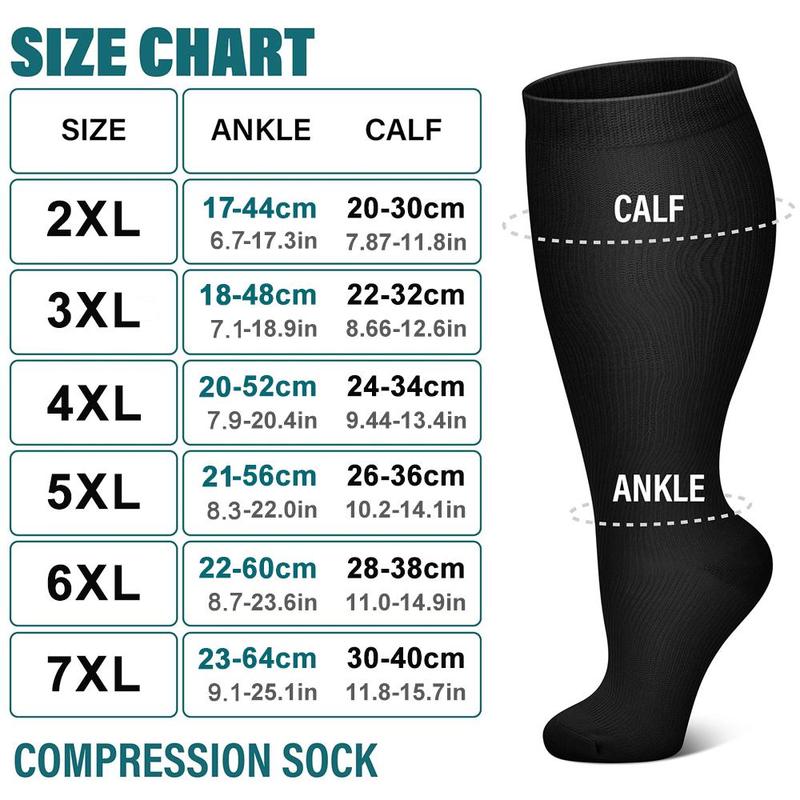 🔥2XL-7XL Solid Color Running Fitness Compression Socks For Obese Men And Women Sports Socks