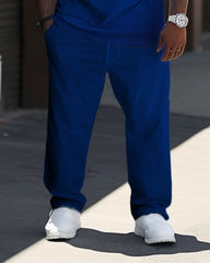 Men's Blue And Red Color Matching Star Sports And Leisure Two-Piece Set