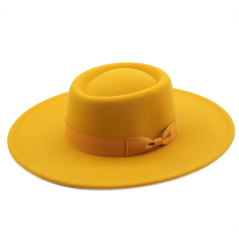 Multicolor Autumn/Winter Wool Big Brim Jazz Hat