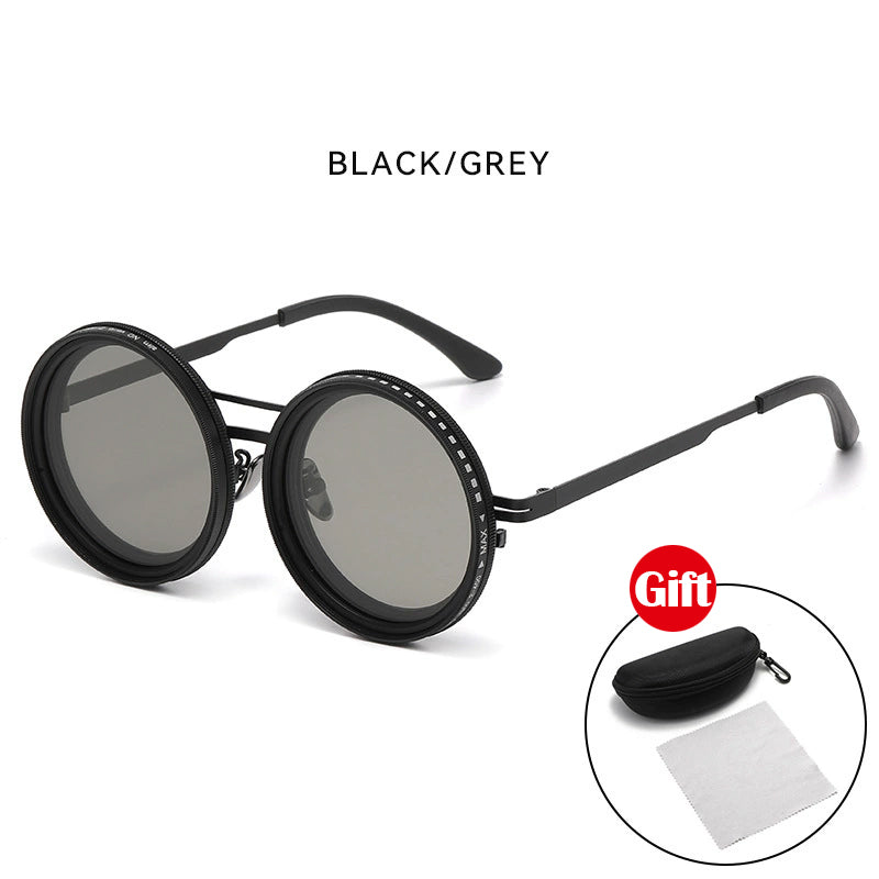 ND 9 - Level Adjustable Dimming Sunglasses, Infinite Rotation Filter, Retro Personalized Polarized Sunglasses, Steampunk Style