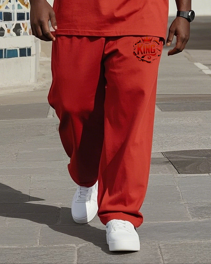 Big Boys June Festival Black History Red Bottom I'm Black English Printed Short Sleeve Pants Suit