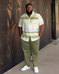 Big Men's Color Block Short Sleeve 2 Piece Walking Set