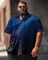 Business Gentleman Striped Gradient Pattern Big Men's Short Sleeve Shirt