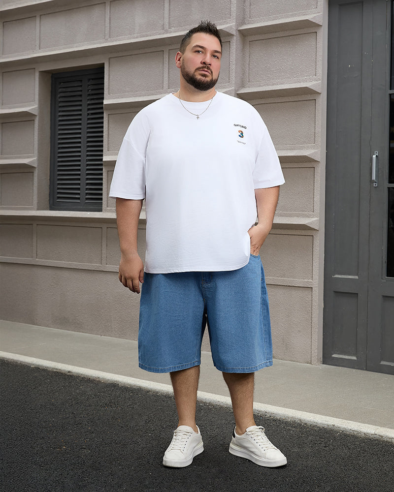 Big & Tall Men's Daily Leisure Simple Solid Color Joker Wearing Wash Denim Shorts