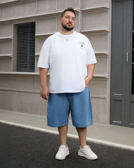 Big & Tall Men's Daily Leisure Simple Solid Color Joker Wearing Wash Denim Shorts