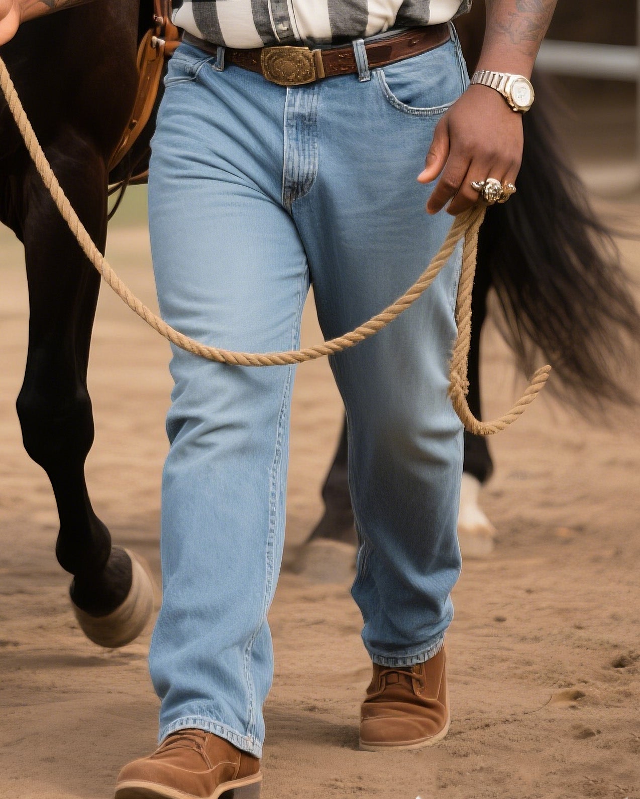 Plus Size Men's Western Style Black And White Classic Long Sleeve Shirt Jeans Suit