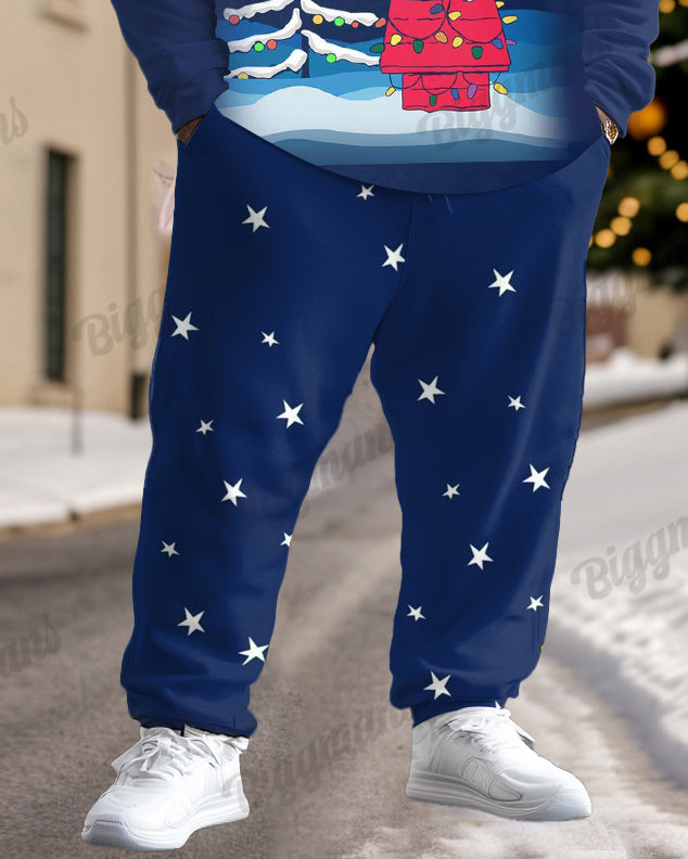 Men's Merry Christmas Snowman Dog House Big and Tall Hoodie Set