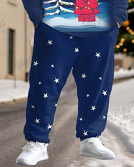 Men's Merry Christmas Snowman Dog House Big and Tall Hoodie Set
