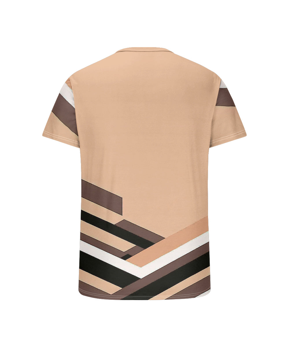 Men's Plus Size Daily Casual Orange Geometric Print Henley Collar Button Short Sleeve Tee