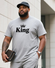 Big Boy Street Fashion King Print Short Sleeve T-Shirt Flame Trousers Suit