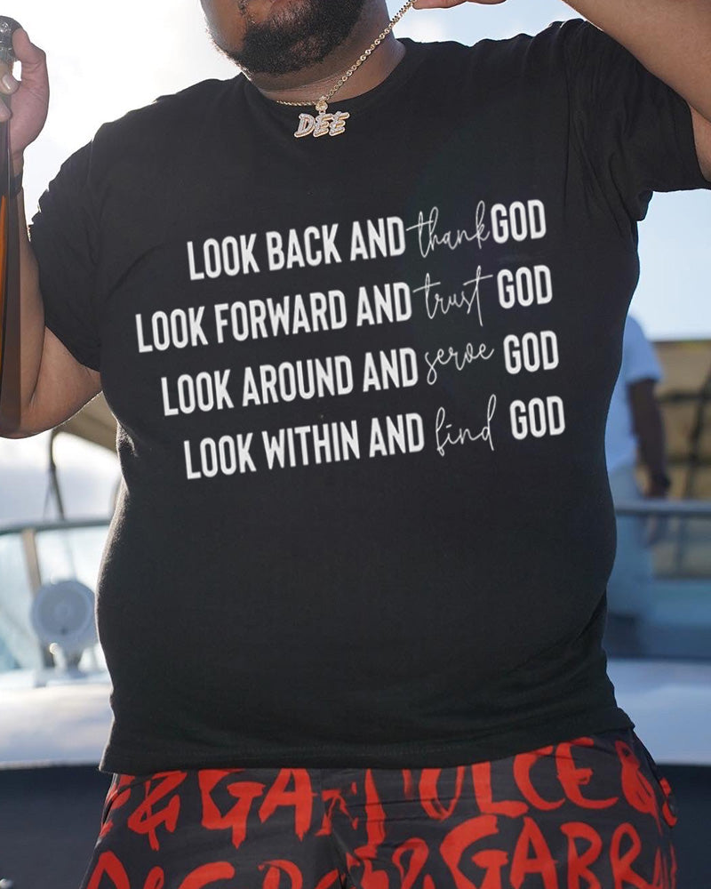 Men's Plus Size Look Back And Thank God T-shirt