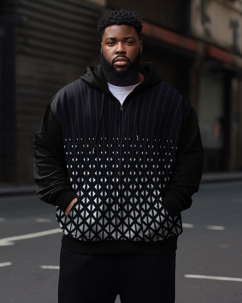 Men's Big and Tall Classic Check Graphic Zip Hoodie