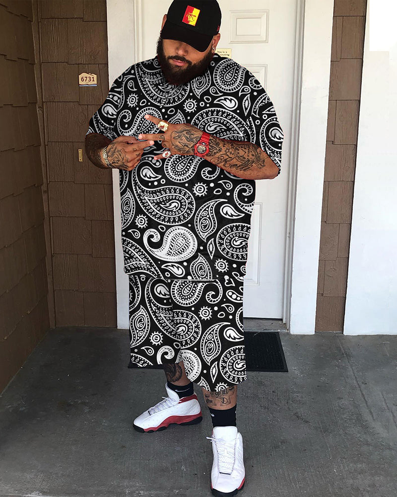 Men's Casual Print Short Sleeve Suits