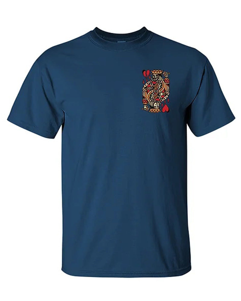 Men's Plus Size Street Fashion Playing Card Skull Print Round Neck Short Sleeve T-Shirt