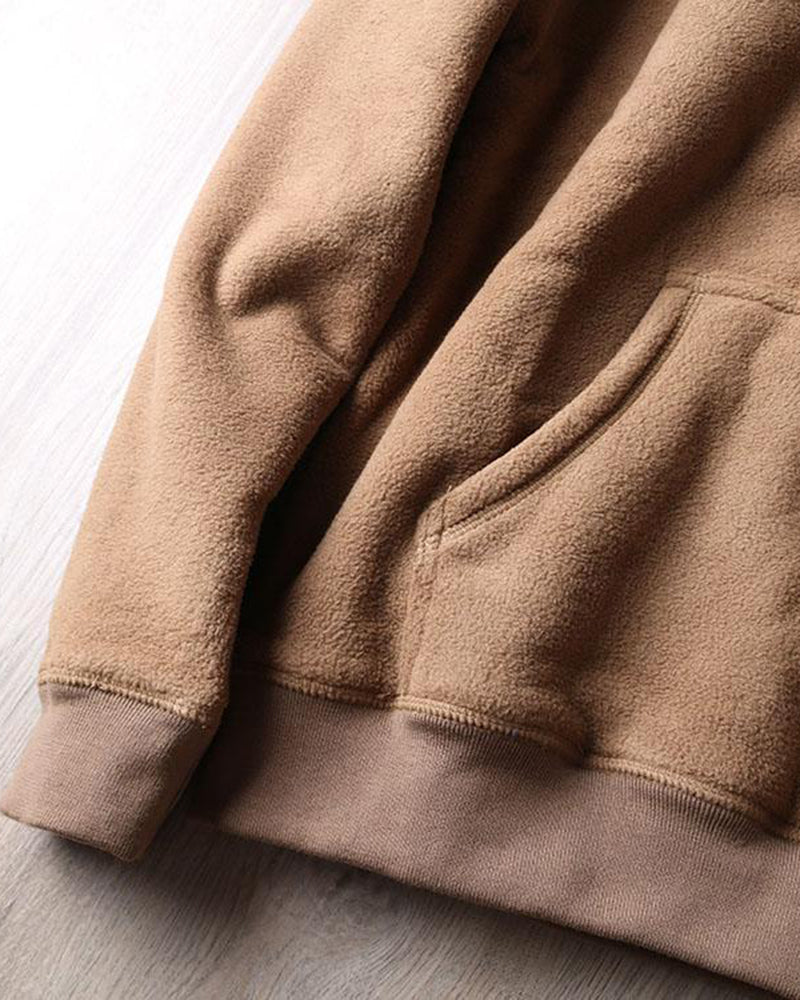 Big & Tall Men's American Retro Padded Double-sided Polar Fleece Half-open Collar Sweater Coat L-4XL