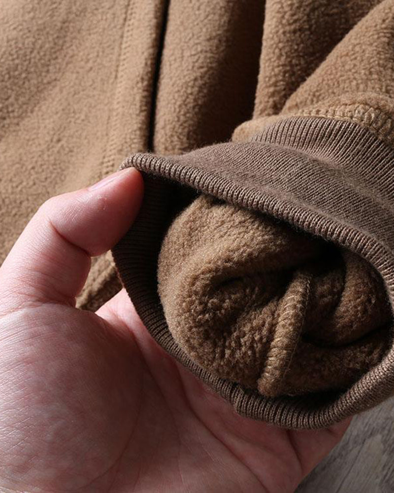 Big & Tall Men's American Retro Padded Double-sided Polar Fleece Half-open Collar Sweater Coat L-4XL