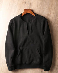 Big & Tall Men's American Retro Padded Double-sided Polar Fleece Half-open Collar Sweater Coat L-4XL