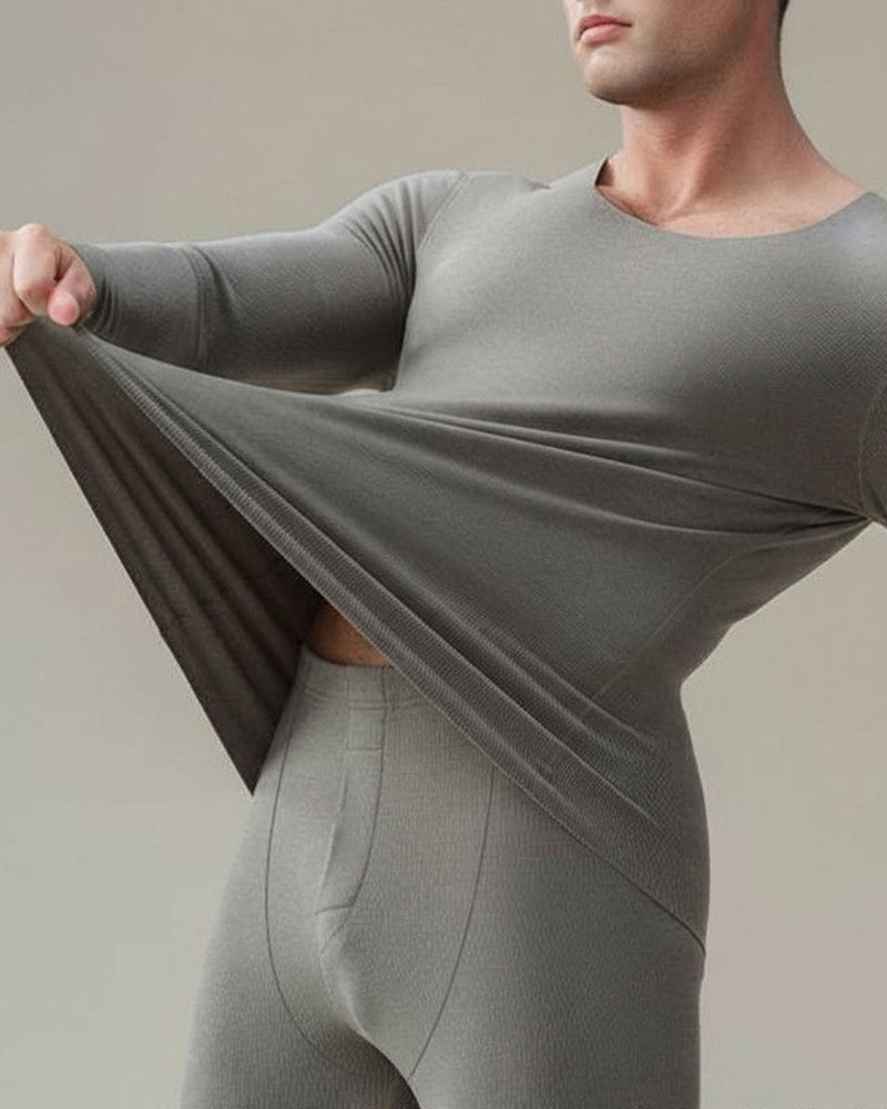 Big & Tall Men's Double-sided Velvet Warm Crew Neck Trousers Suit L-6XL