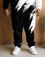 Big & Tall Men Fall/Winter Joker Street Black & White Splash Ink Chest Small Label Design Hoodie Suit