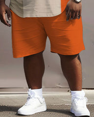 Casual Colorblock Big & Tall Men's T-shirt Shorts Two-Piece Set
