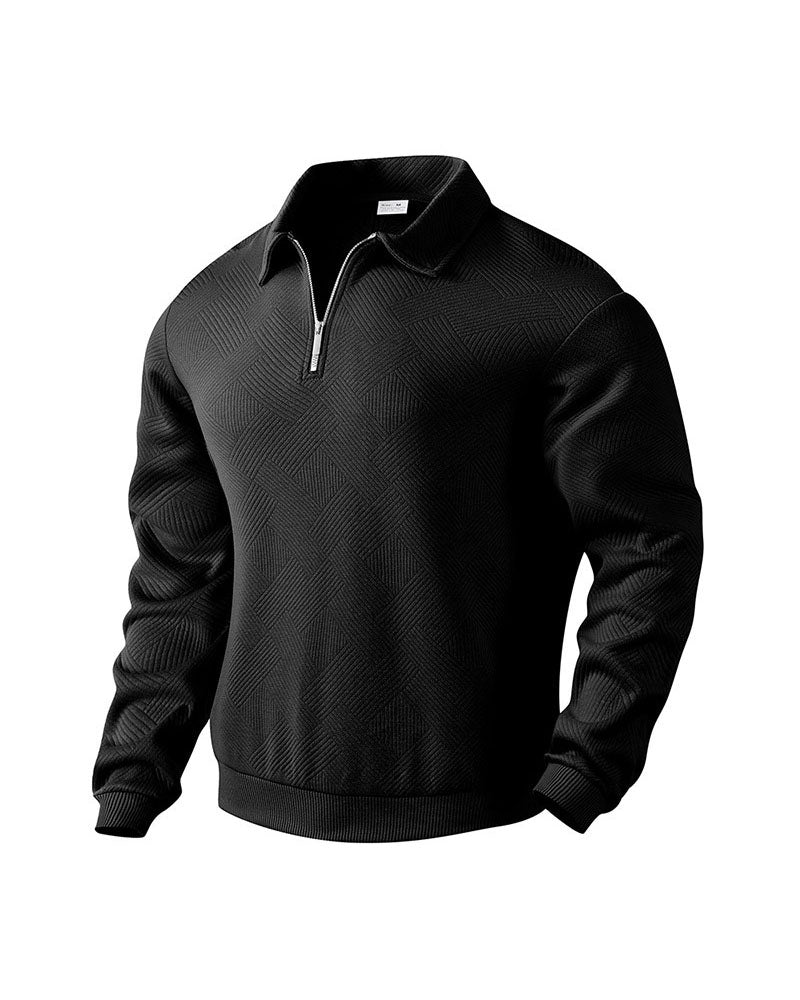 S-3XL Simple Solid Color Half-Zipper Lar Long Sleeve Sweatshirt