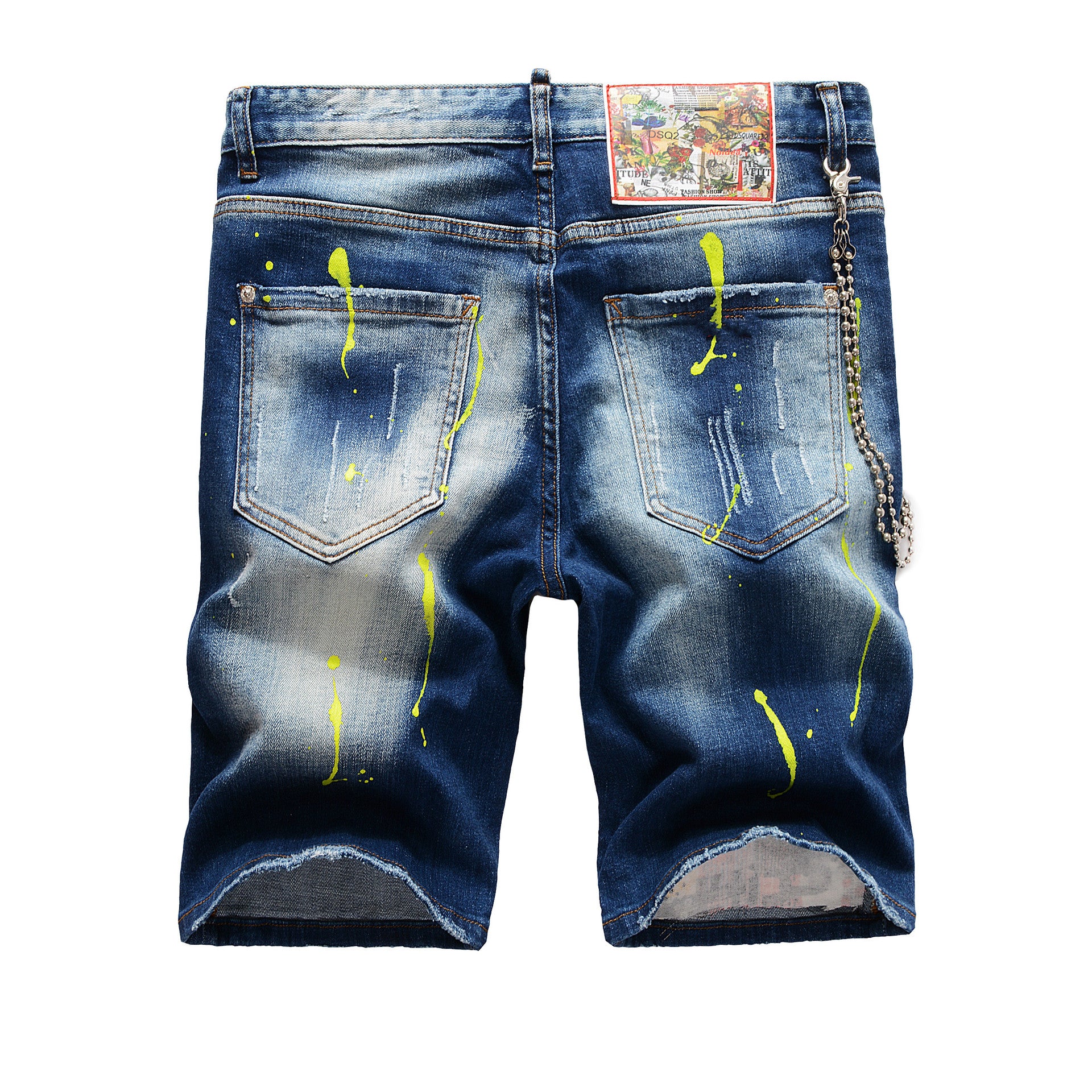 Men's Hole Feature Fashion Trendy Ink Splach Street Shooting Jeans