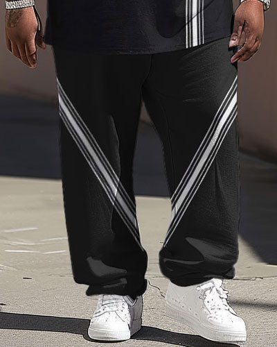 Men's Large Casual Stripe King Letter Print Set