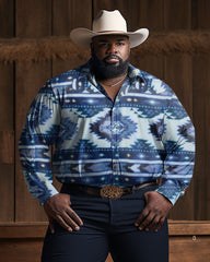 Men's Big & Tall Western Totem Long Sleeve Shirt and Pants 2-Piece Set