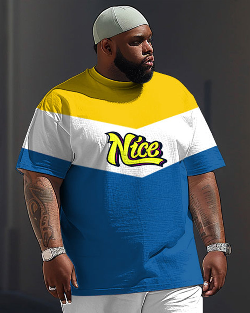 Street Vitality Colorblock Nice Letter Print Large Men's Suit