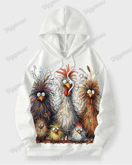 Men's Daily Casual White Line Chicken Head Painting Print Plus Size Hoodie Suit