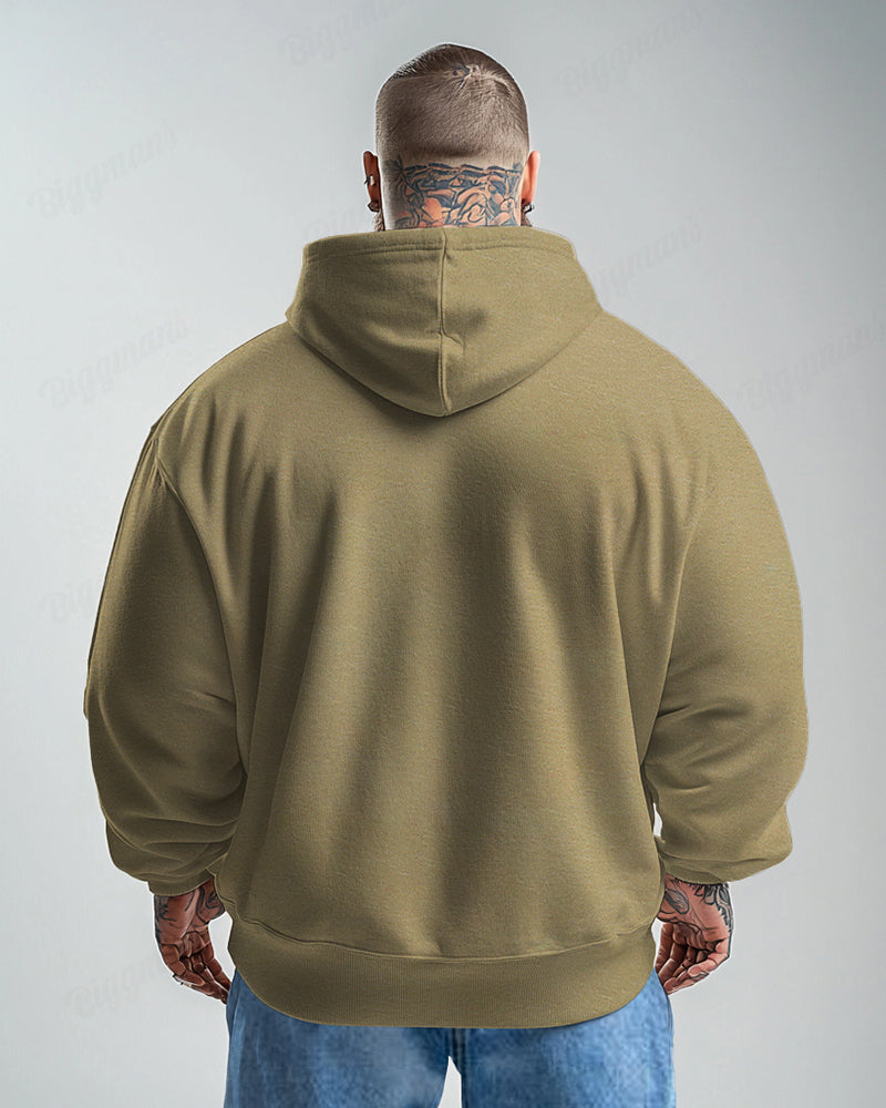 Cotton-Simple Black Letter Print Men's Loose Oversized Hoodie