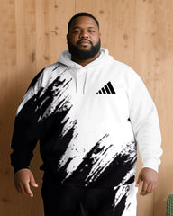 Big & Tall Men Fall/Winter Joker Street Black & White Splash Ink Chest Small Label Design Hoodie Suit