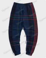 Men's Large Size Diamond Color Block Check Casual Hoodie and Sweatpants Two Piece Set