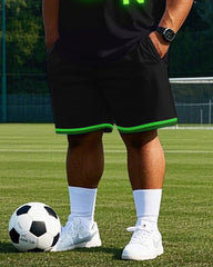Big Men's Simple Football WIN Printed Casual Round Neck Basketball Vest and Shorts Set