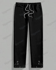 Men's Big & Tall Black Gray Color Block Graffiti Expression Print T-shirt Trousers Set