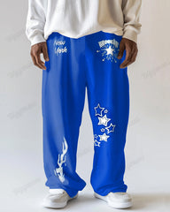 Letter Icon Pattern Printed Men's Loose Plus Size Straight Sweat Pants
