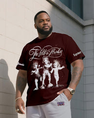 Big & Tall Men's Street Fashion Art Design Little Angel Crewneck T-Shirt Shorts Suit