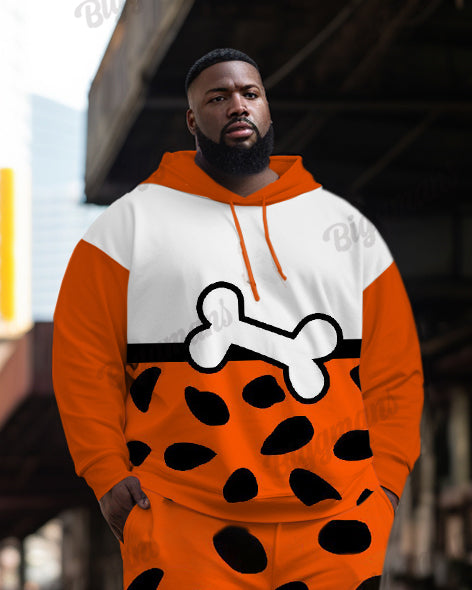 Men's Spirit Halloween Polka Dot Orange Print Plus Size Hoodie Suit