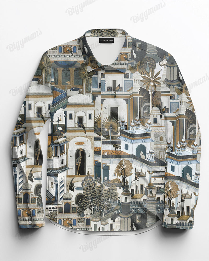 Castle World Cotton Long Sleeve Shirt Men's Plus Size