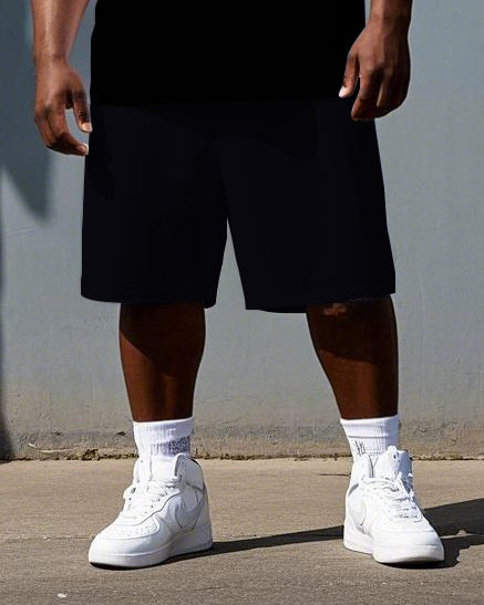 Men's Big & Tall Punk Style Simple She lied He believed Lettering Short-Sleeve T-shirt and Shorts Set