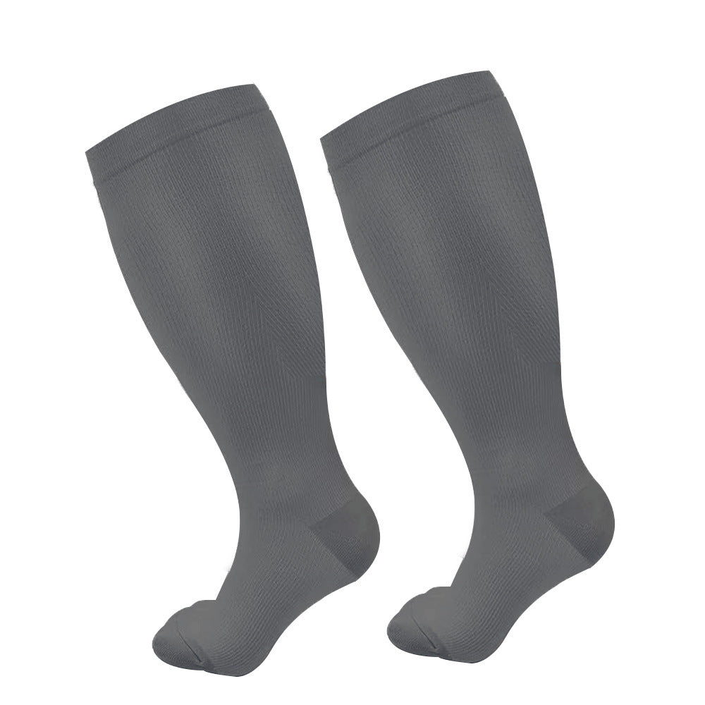 🔥2XL-7XL Solid Color Running Fitness Compression Socks For Obese Men And Women Sports Socks